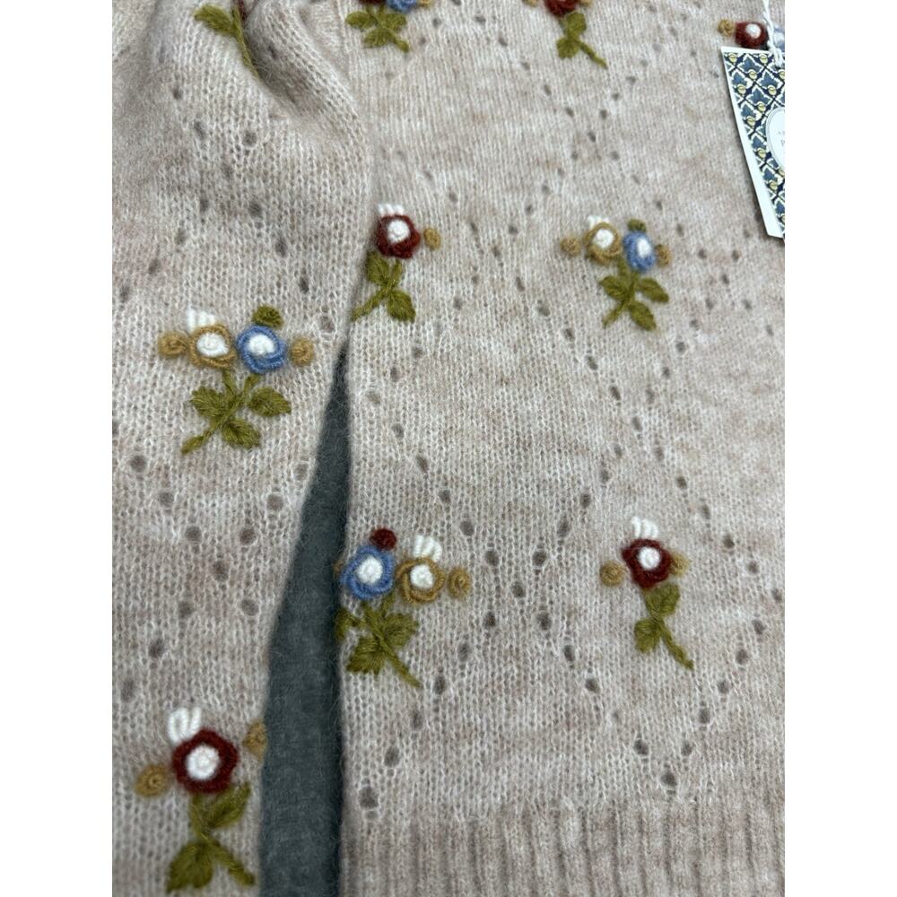 NWT Sezane x Antoinette Poisson Guillaume 3D Floral Kid Mohair Wool Sweater S - Picture 5 of 8